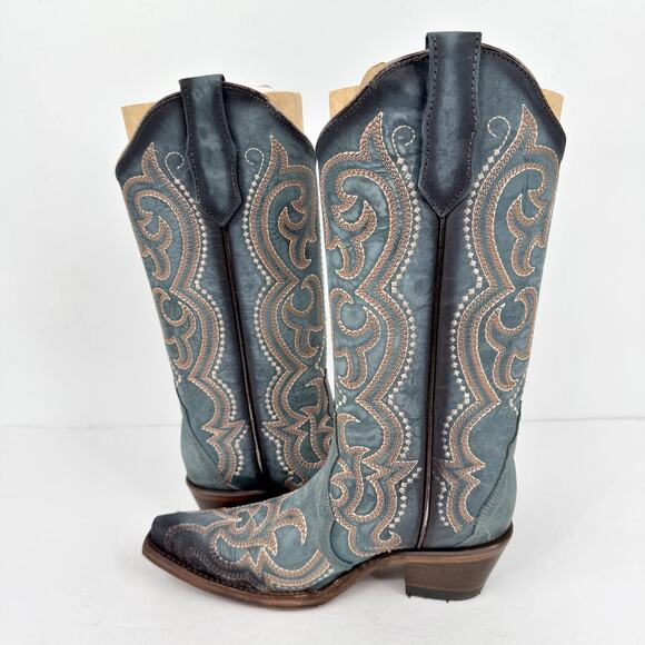Corral Womens L5869 Western Cowboy Boots US 6 M EU 36.5 Blue Leather Stitch NIB - Picture 8 of 13